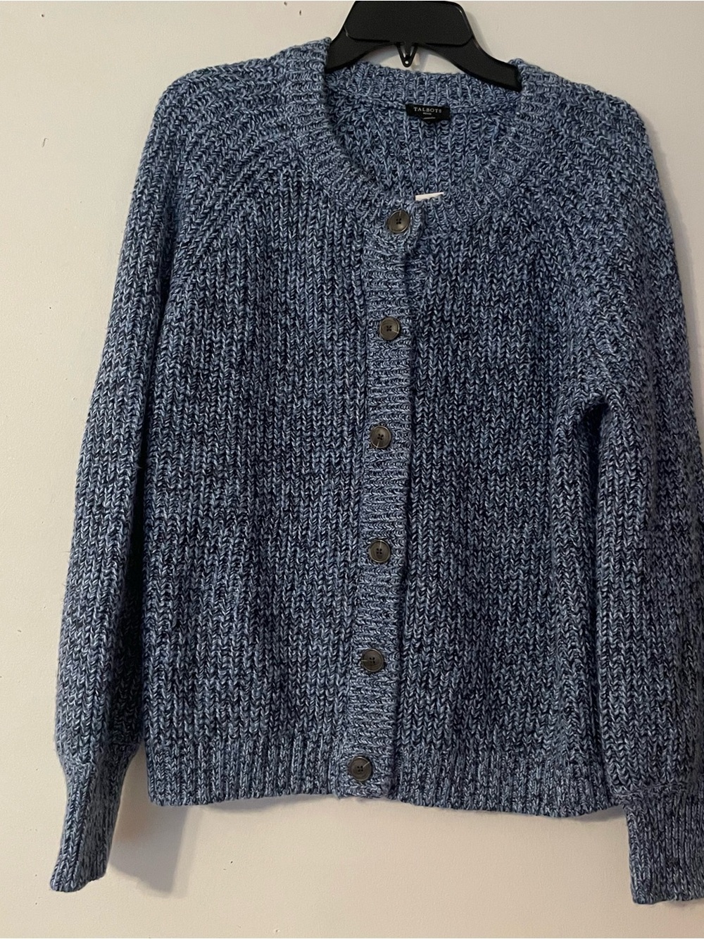NWT Talbots Heathered Blue Button-Front Cardigan PM